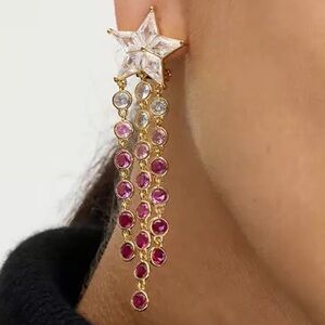 Kate Spade ♠️ Cosmos Star Fringe Earrings ♠️ Linear Chandelier Star Earrings